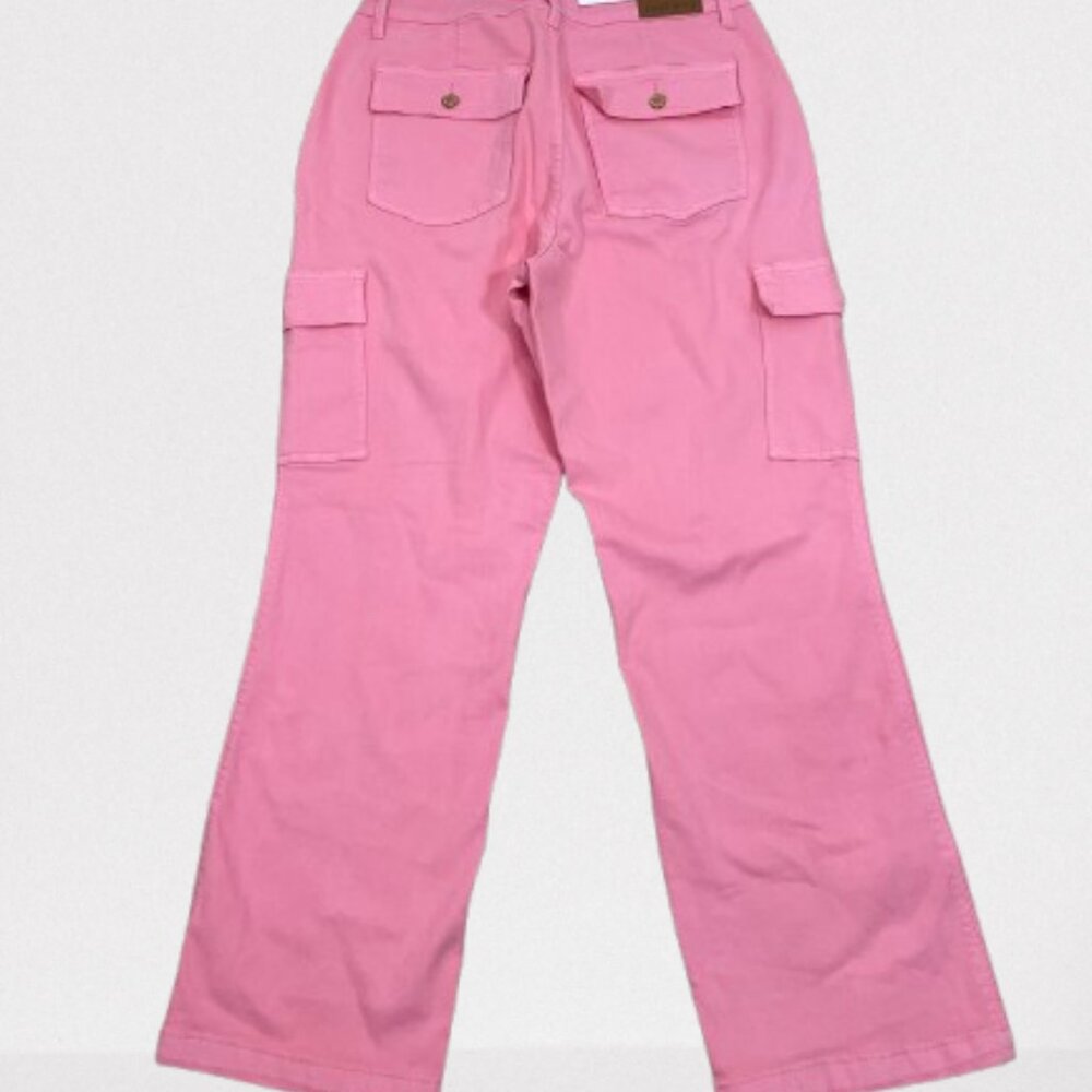 Judy Blue NEW Garment Dyed Cargo Jeans Size 14W Pink - Picture 6 of 10